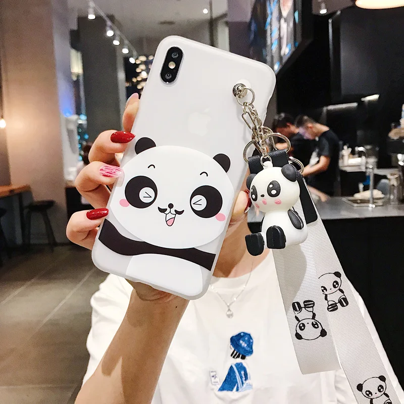 Забавный мультяшный чехол для телефона с пандой для iphone X XS чехол для MAX XR для iphone 7 6s 8 plus милый чехол кукла подставка поддержка мягкий чехол s Capa