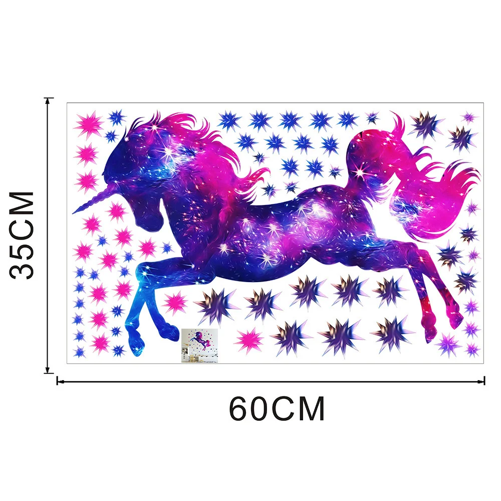

Colorful Galaxy Unicorn And Stars 3d Wall Stickers Removable Mural Decal The Art Magic Horse Home Decor For Living Room