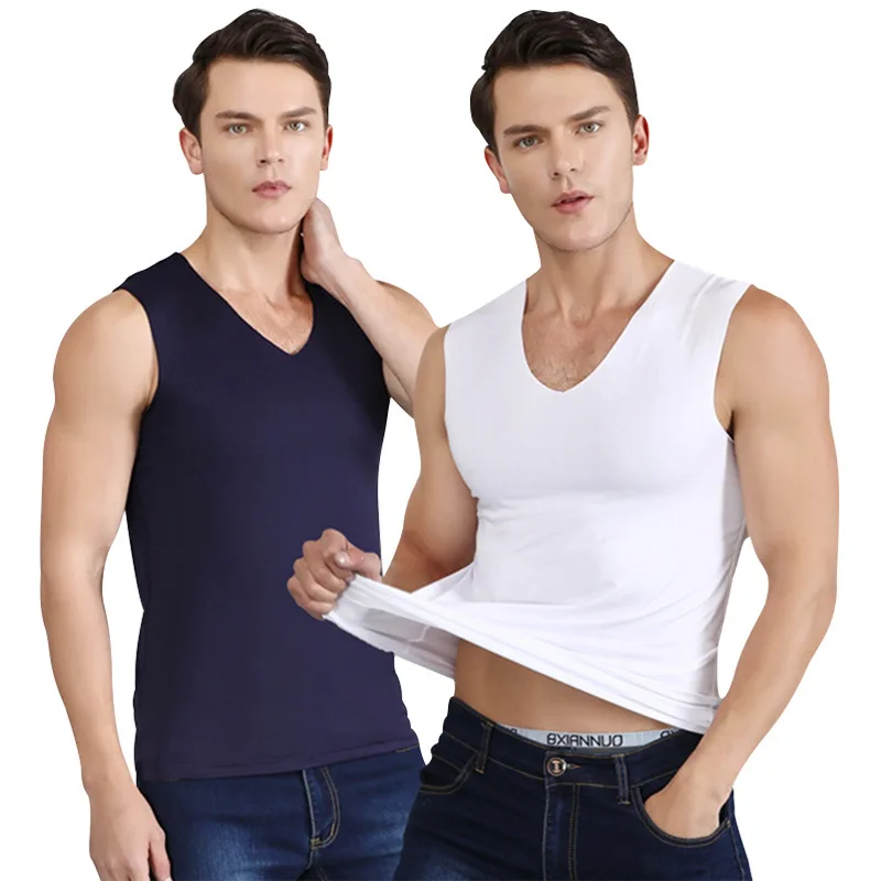 4XL Winter Men Thermal Warm Underwear Breathable Vest Sleeveless Velvet Soft Tank Tops Male Undershirt