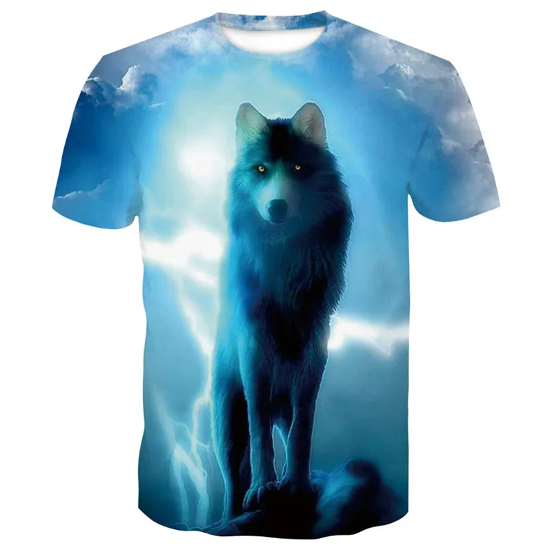 2020 Мужская футболка 3D с животным волком забавная Футболка мужская женская Летняя