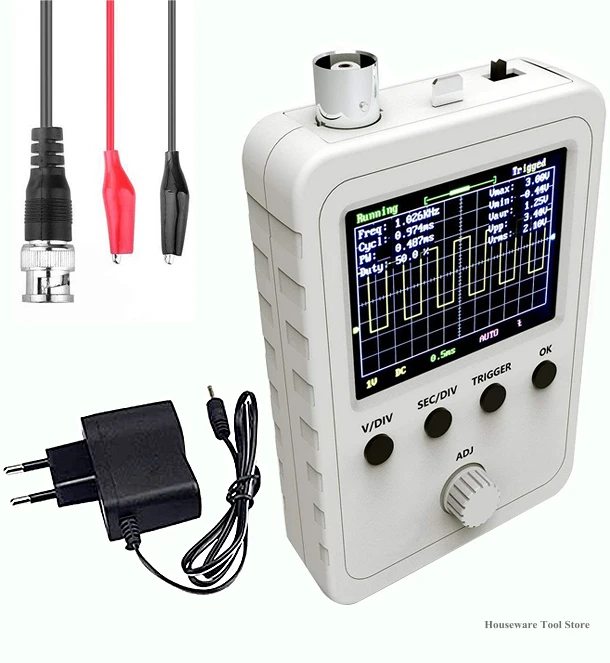 

DSO150 Shell Oscilloscope Kit Updated 2.4-Inch Tft Digital Oscillator Kit with Power Supply and Bnc-Clip Cable Probe Q15001 New