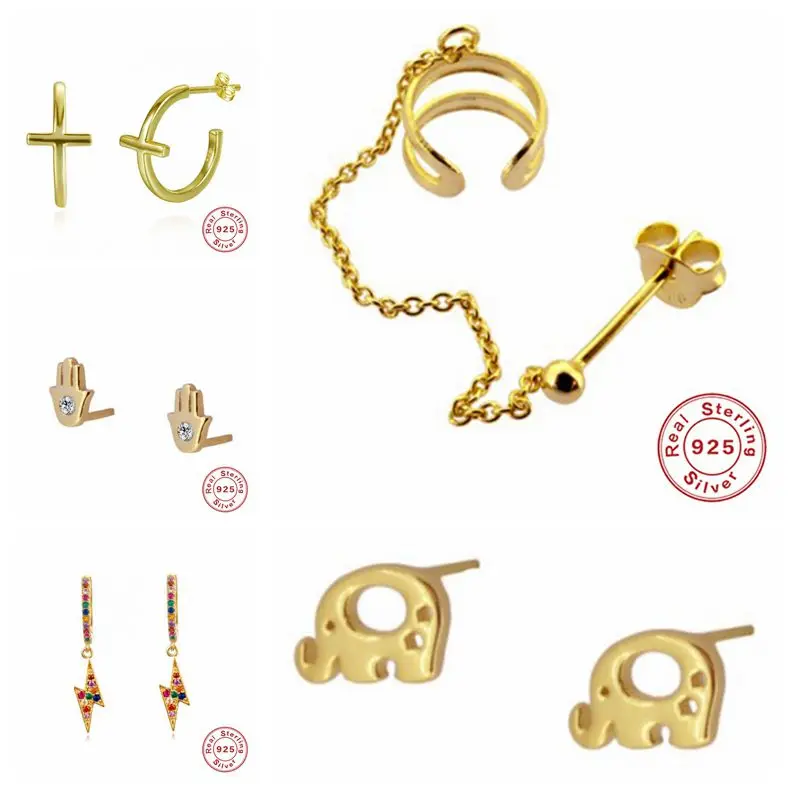 Серьги гвоздики женские из серебра 100% пробы с фианитом в виде