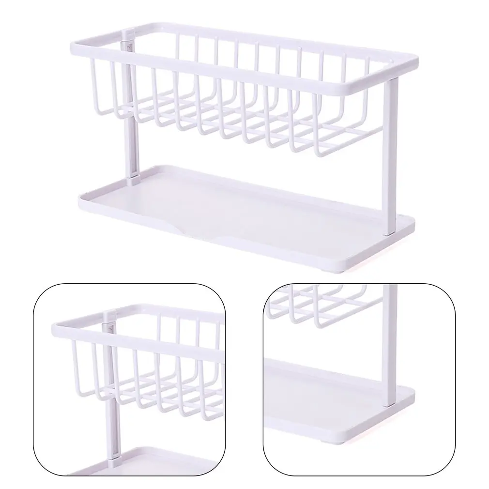 

Double Sponge Drain Storage Rack Household Kitchen Cleaning Rag Rack Sink Countertop Rack Soap Shelf Organizer