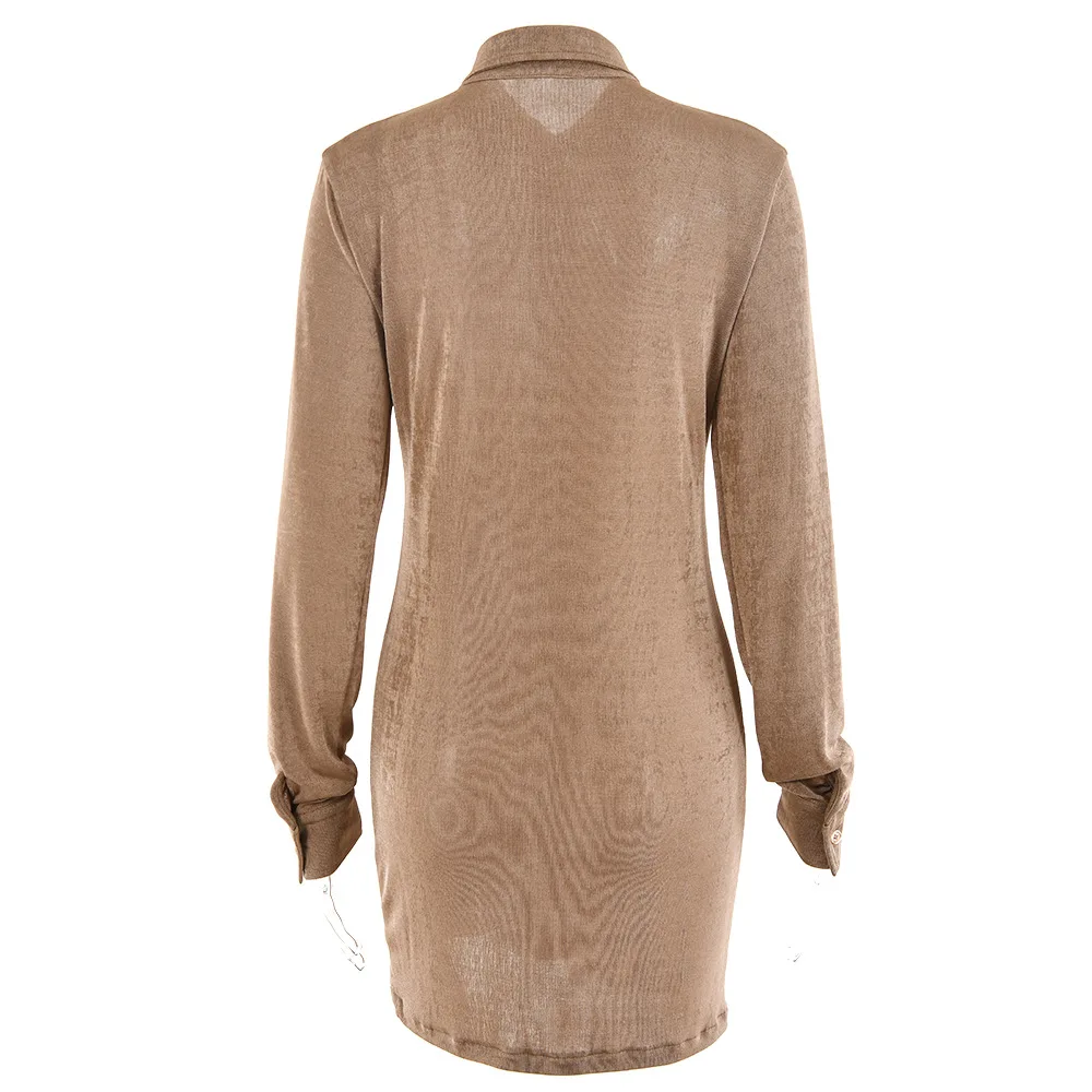 

Turn-down Collar Shirt Dresses Women Club Party Long Sleeve Button Sexy Mini Dress Holiday 2021 Spring Female Blouse Vestidos