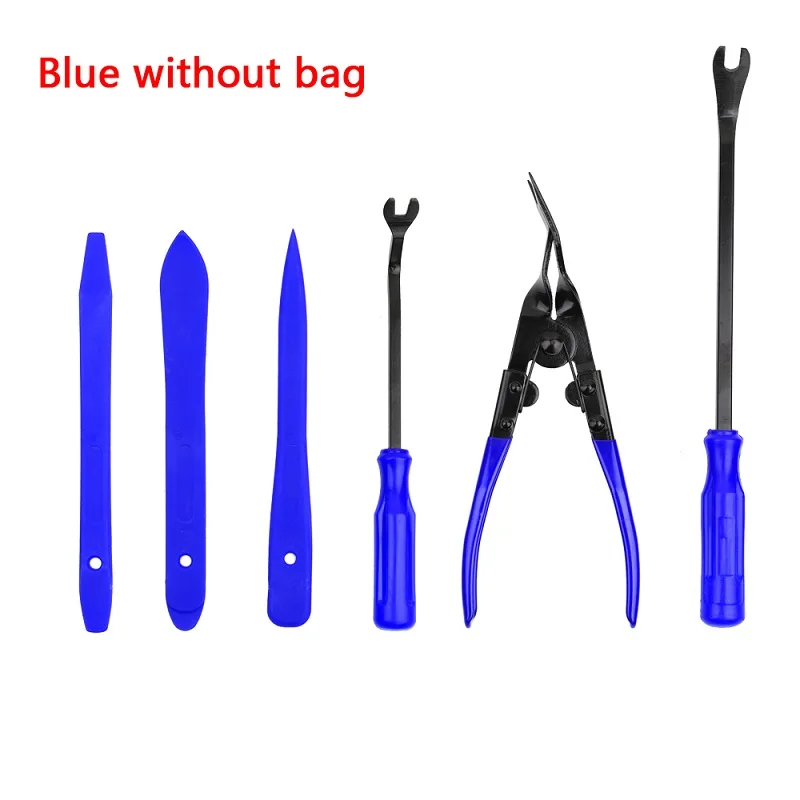 No bag-blue 19 шт. портативная Автомобильная Радио-панель, дверной зажим, панель, Отделка приборной панели, инструменты для удаления звука, установщик, набор инструментов для ремонта автомобиля-Стайлинг - Название цвета: No bag-blue