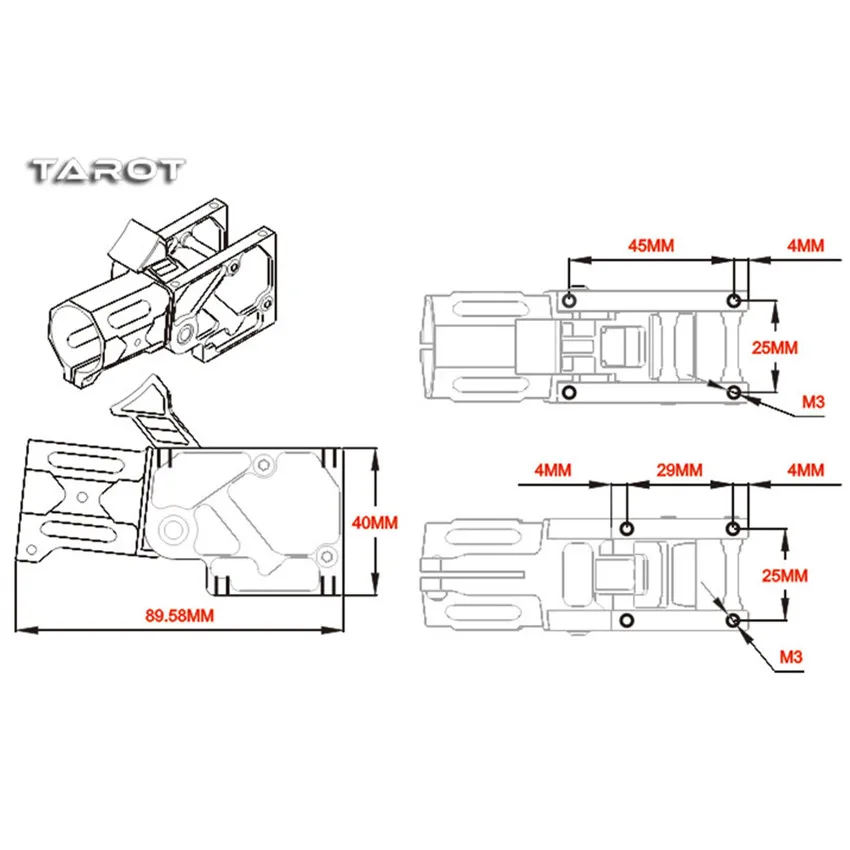 Tarot RC T25 6 градусов наклон складной рычаг основание TL25A2 для 25 мм диаметр трубы 4