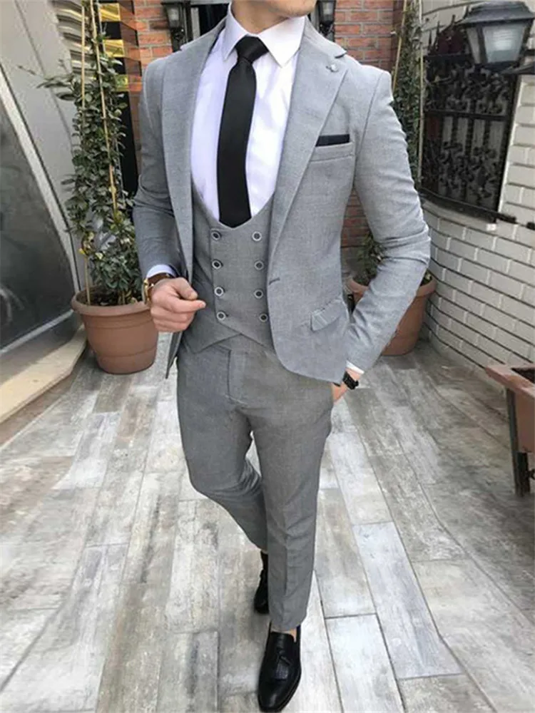 Новый Классический мужской костюм Smolking Noivo Terno приталенные вечерние костюмы Easculino