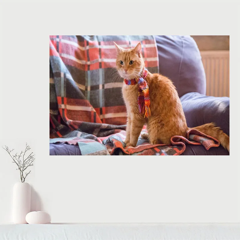

Тканевый Настенный декор на заказ с изображением уличной кошки с именем Боба, красочный постер, тканевые постеры и принты, картина для домаш...