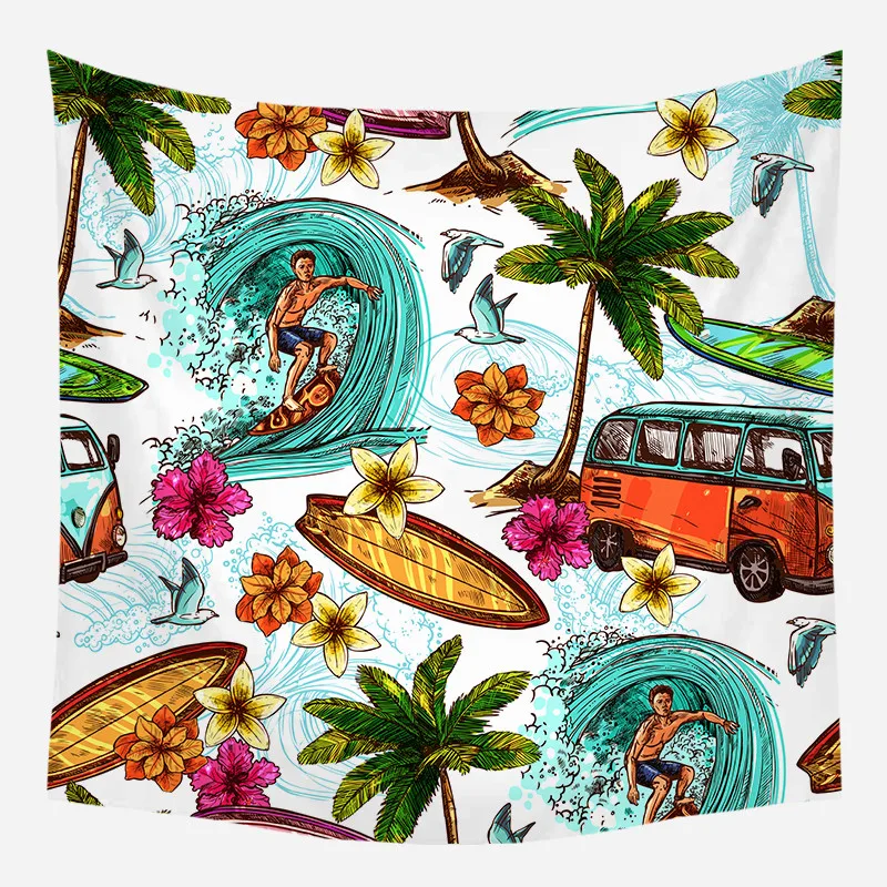 Летний праздничный настенный гобелен Fuwatacchi Настенное подвесное одеяло в морском