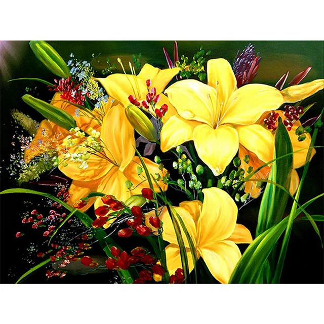

diamond embroidery bright flower 5D Diy diamond painting mosaic modern flowers cross stitch rhinestone picture home decor sale