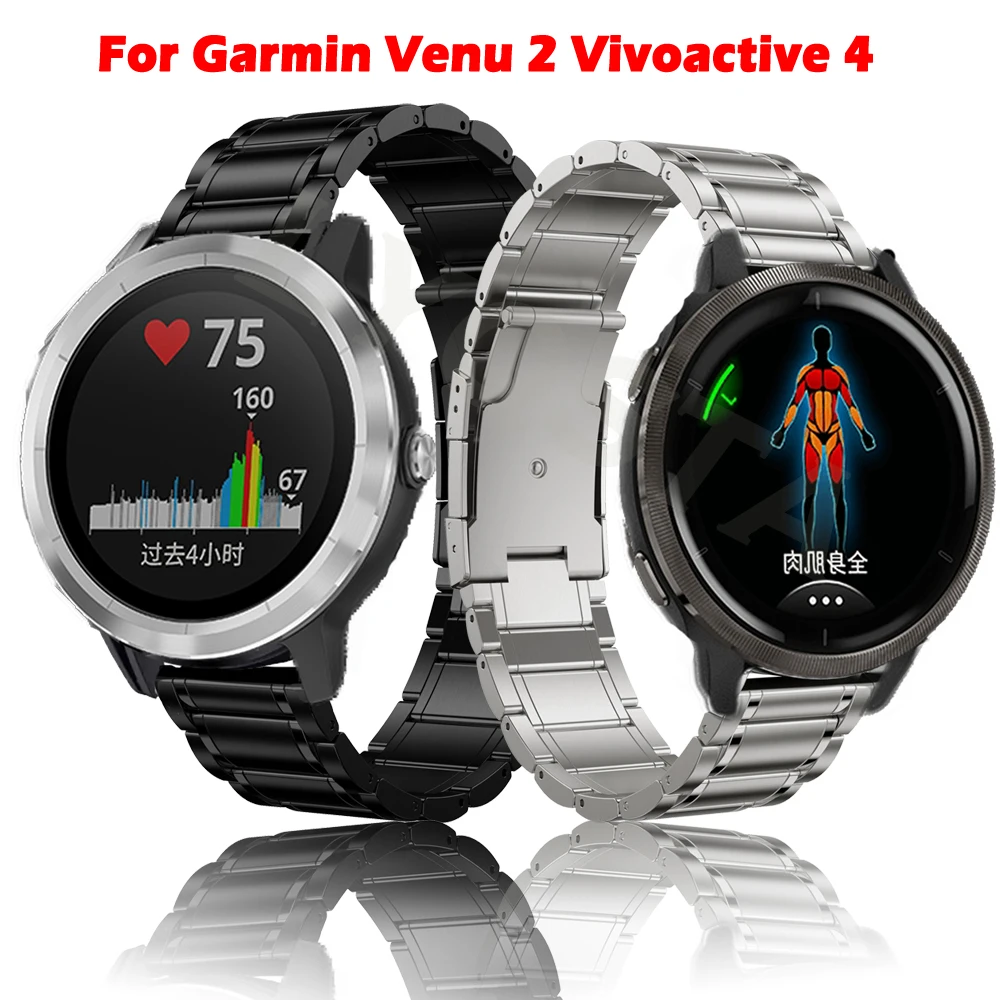

22mm High Quality Titanium Alloy Strap For Garmin Venu 2/Active/Vivoactive 4/Forerunner 745 Sports Watchband Bracelet Band