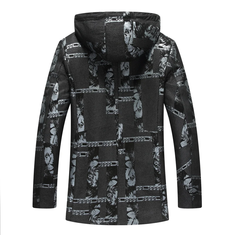 Мужские Куртки из натуральной овечьей кожи с модным принтом Короткая кожаная