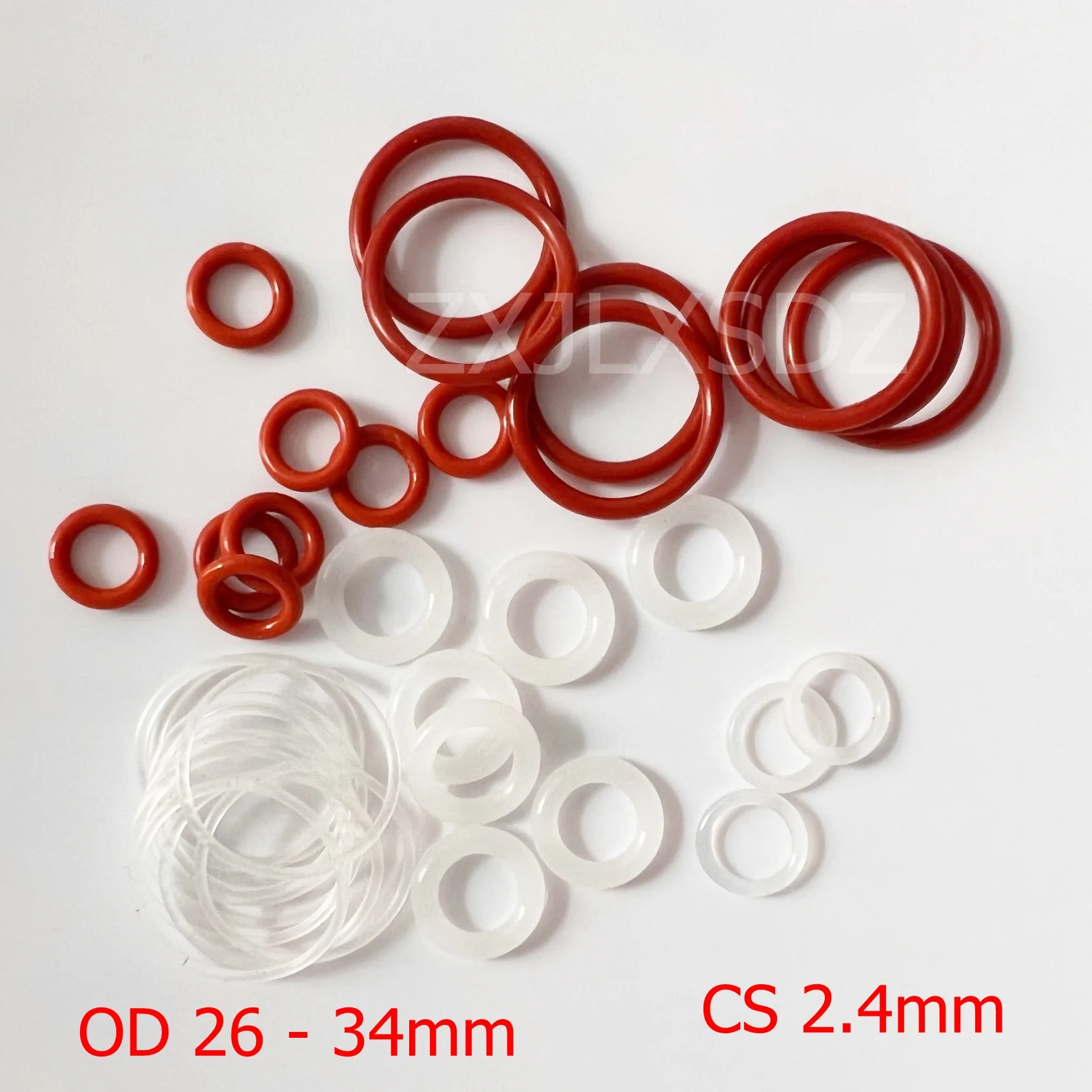 

100 PCS Silicone O-ring 2.4mm Thickness OD 26/27/28/29/30/31/32/33/34 O Ring Seal Rubber Gasket Ring Washer