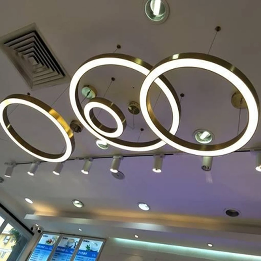 

Ring Design Modern LED Chandelier Lamp Stainless Steel Gold Chandeliers Living Decoration And Projects Lights