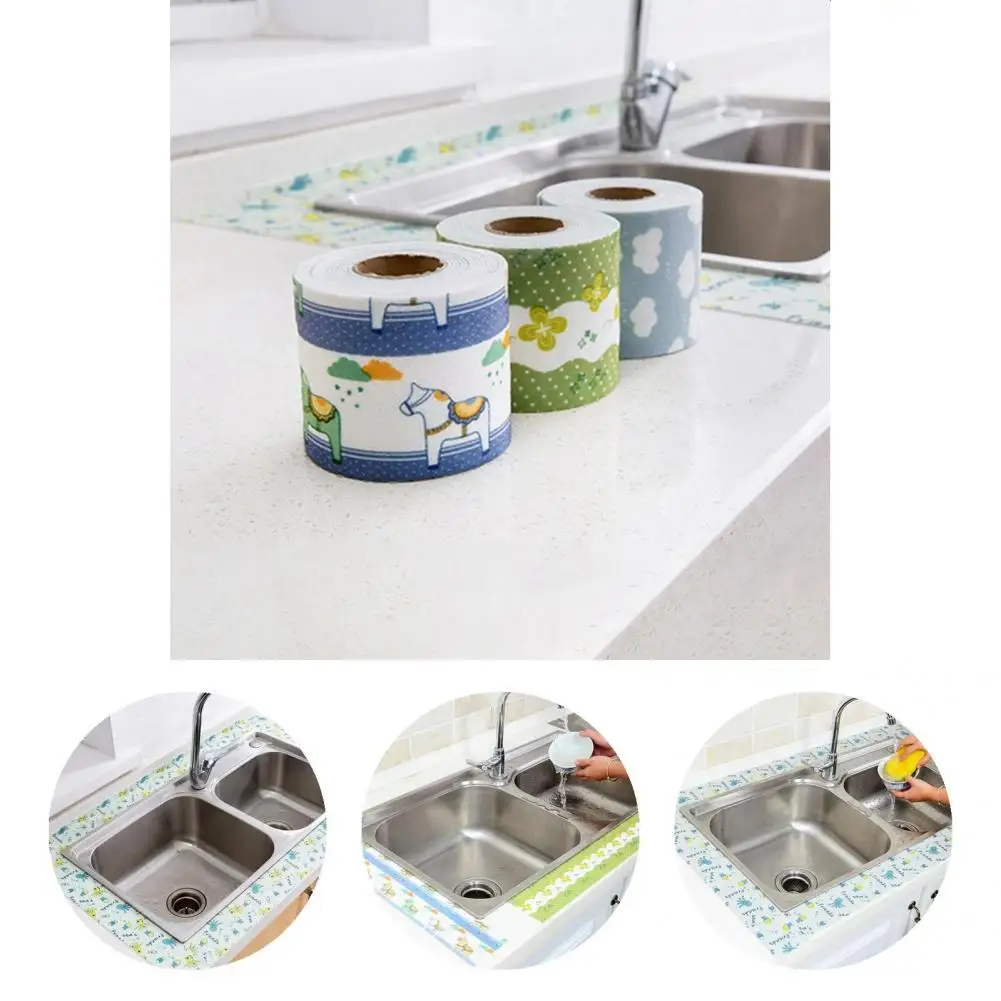 

1 Roll Countertop Waterproof Sticker Cartoon Pattern Sink Seal Tape Multi Functional Sink Seal Tape