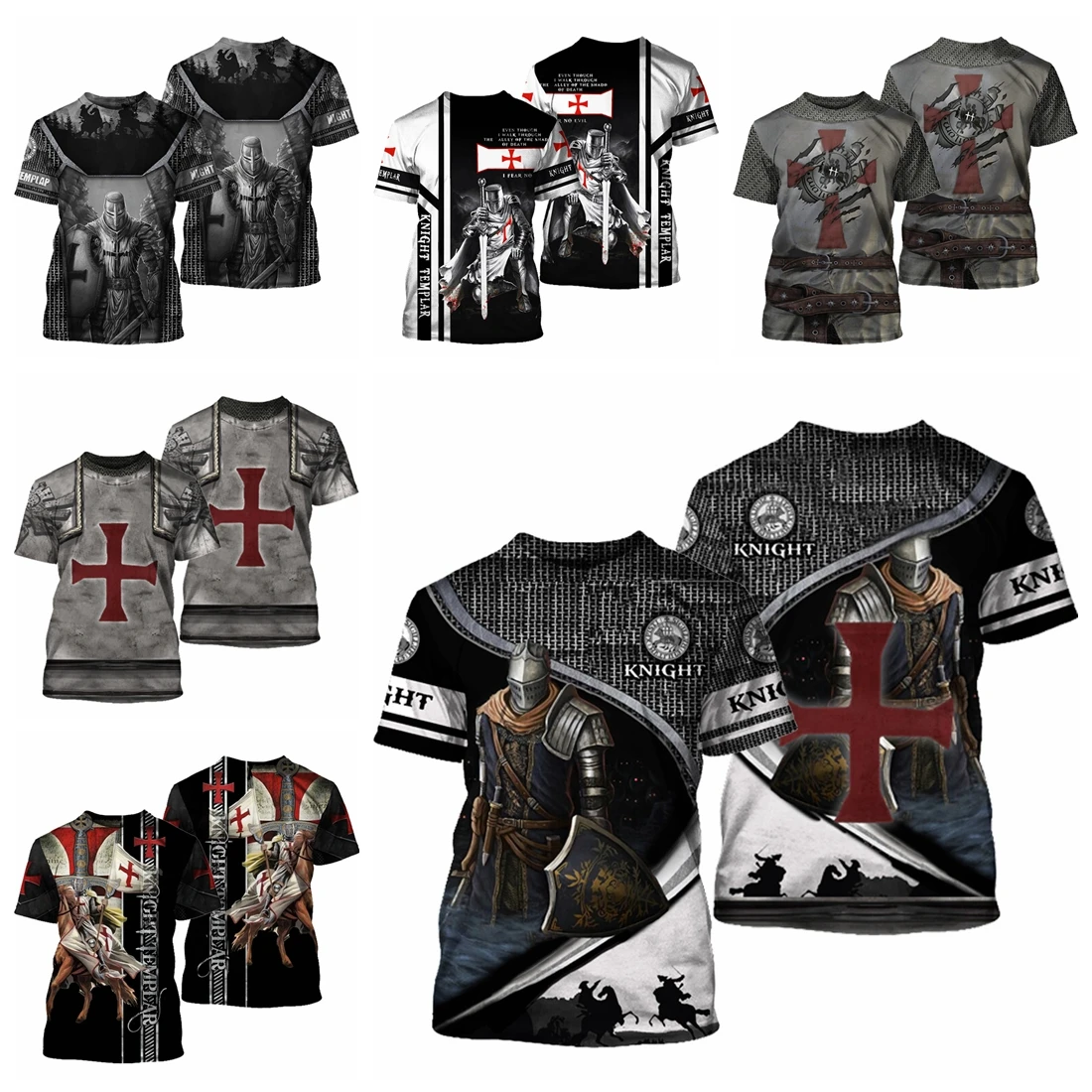 

Мужская футболка Kaseetop с 3D-принтом доспехов рыцарей, футболка с рисунком рыцарей и темпларов в стиле Харадзюку, крутая Летняя Повседневная ф...