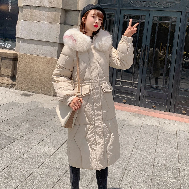 

2020 new Fashion Winter Coat Women Jackets Thick Down Parkas Big Fur Hooded Cotton Long Coats Warm Windbreaker Female Outwear
