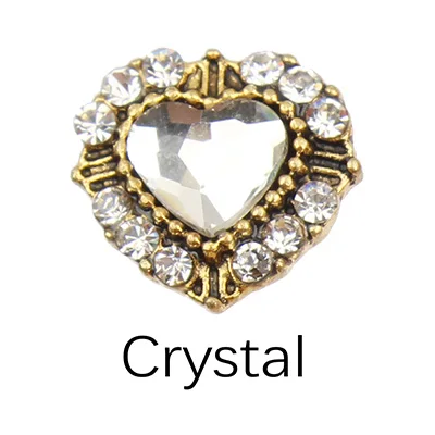 Heart Crystal 20 шт./лот ретро сплав гвозди Шарм хрустальные бриллианты СТРАЗА под камень дизайн ногтей Декор ювелирные изделия аксессуары Стразы - Цвет: Heart Crystal