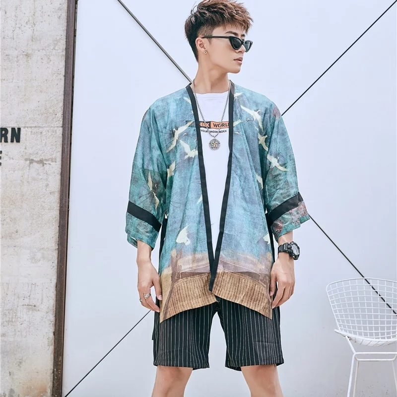 Юката Мужская 2020 летняя японская мода мужская азиатская одежда в стиле бохо