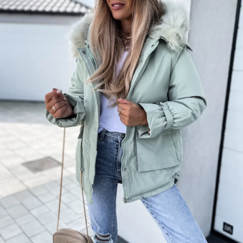 

Женское бархатное пальто на молнии, с капюшоном