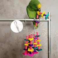 colorful parrot chew toys wooden blocks string toy pet bird toys hanging swing cage climbing ladder toys birds products