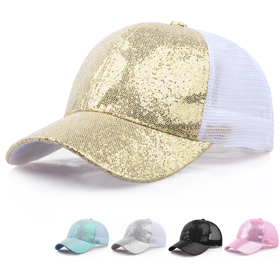 

2020 Женская Бейсболка с пайетками, снепбек для девушек, летние сетчатые шляпы, Повседневная Спортивная Кепка с блестками, летняя шляпа, солнц...