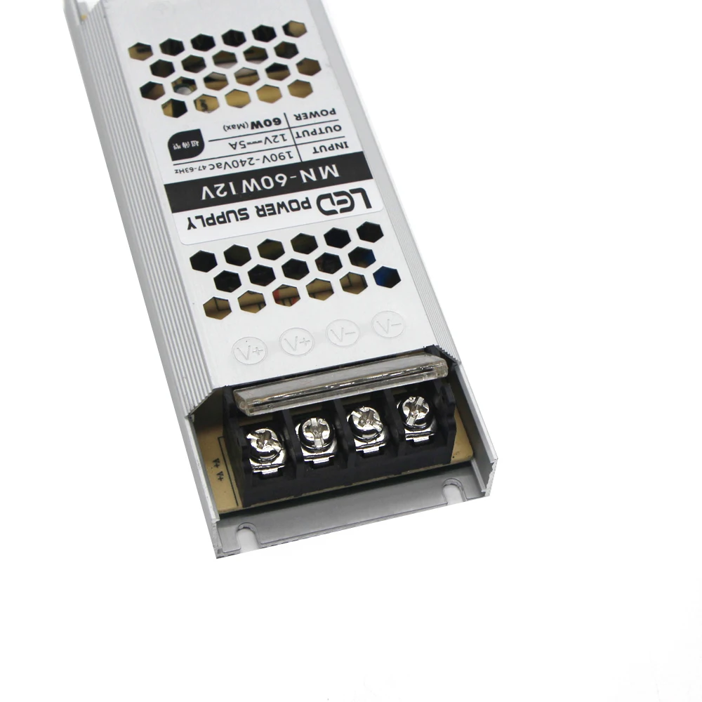 Ультра тонкое освещение трансформаторы DC 12V 24V 60W Светодиодный источник питания