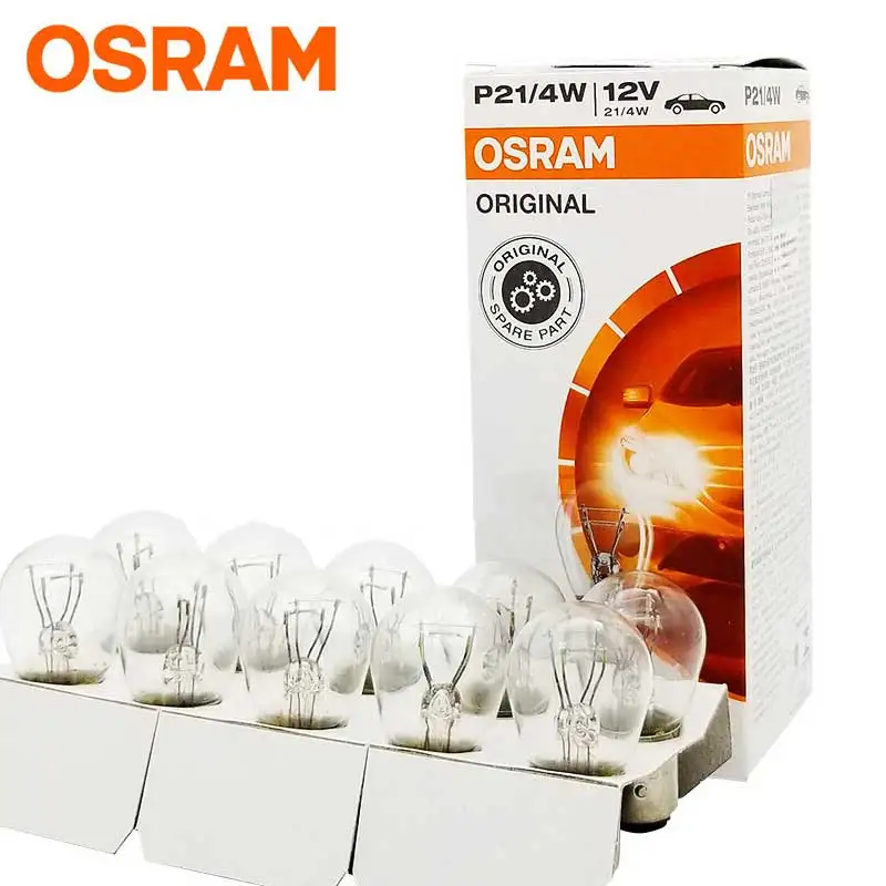 Лампа Ксеноновая OSRAM 12V первоначально 7225 P21/4 W BAZ15d Стандартный металлические основания сигнала поворота светильник фонарь заднего хода OEM авто тормозные лампы,, 10 шт