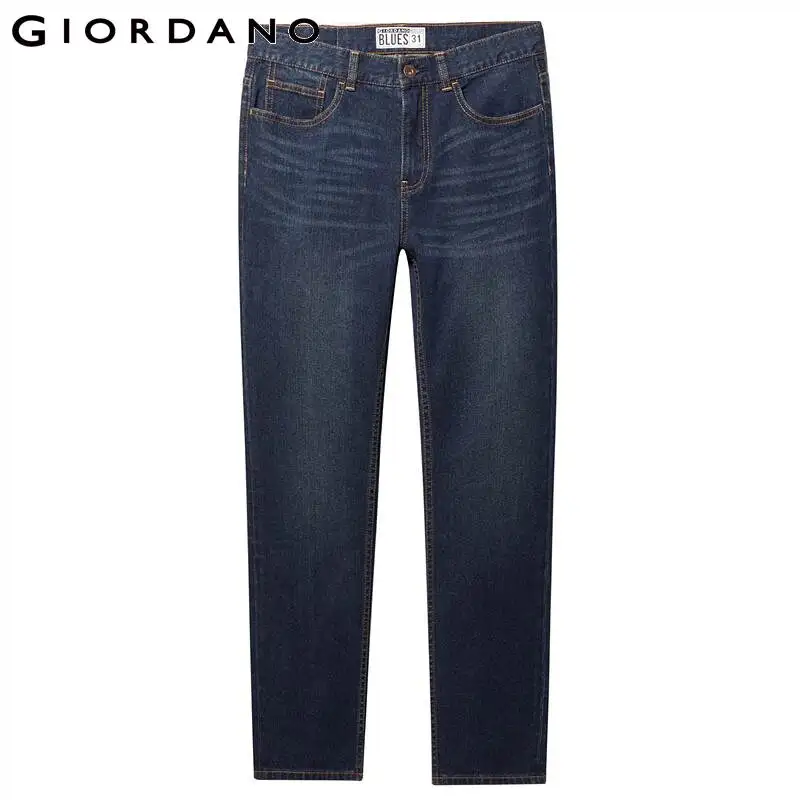 Giordano Men Denim Jeans Men Cotton Polyester Quality Blended Fabric Denim Jeans Men Stretchy Zip Closure Mid Rise Jeans Hombre