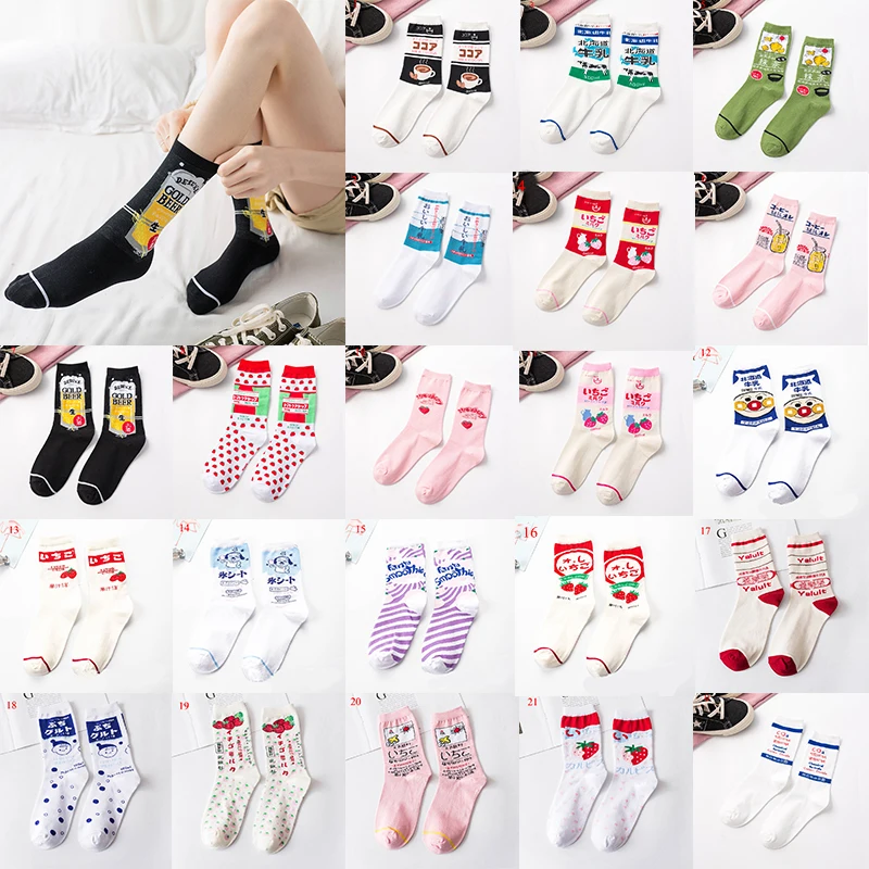 

1 Pair Cartoon Women Socks Colorful Funny Girl Cute Sock Cotton Sweat Art Sock For Girls Breathable Soft Women Socks Hot Sale