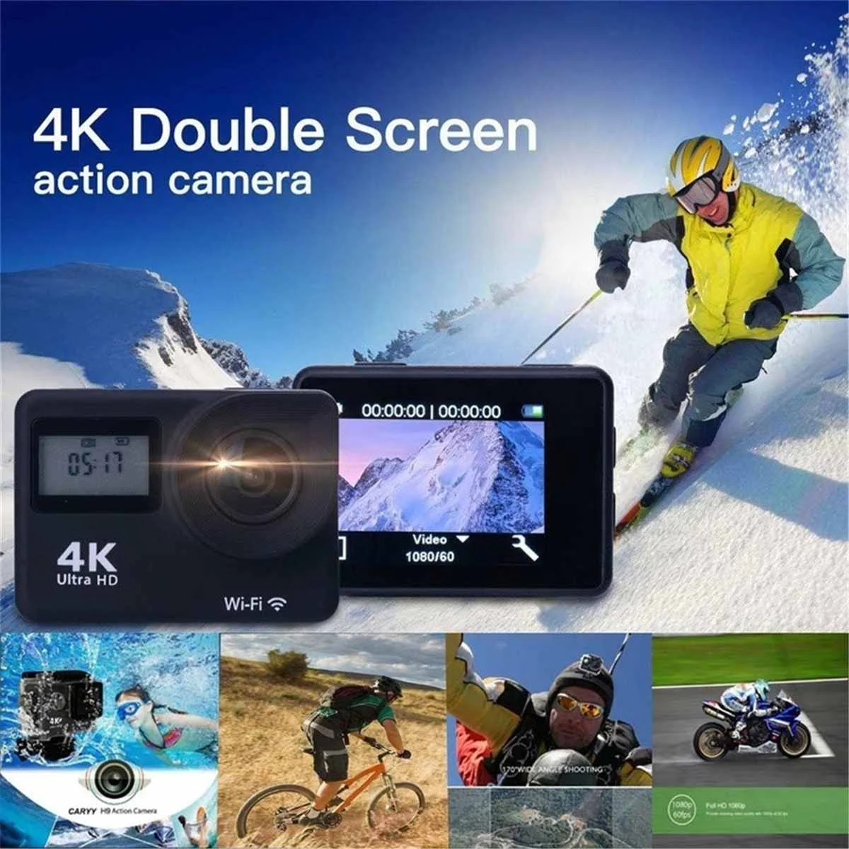 Продажа Экшн-камера 12 МП Ultra HD 4K WiFi с дистанционным управлением спортивная видеозаписывающая видеокамера DVR DV Go Водонепроницаемая профессиональная ...
