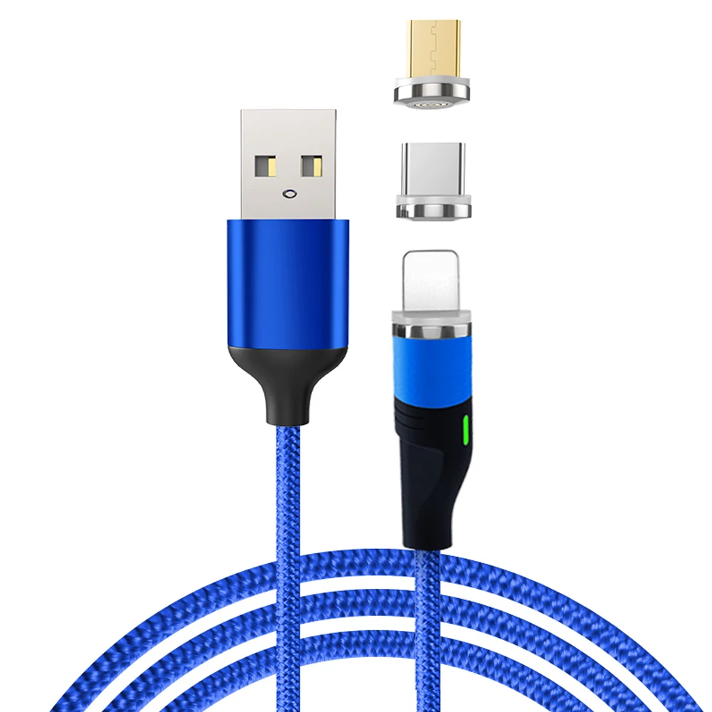 Магнитный usb кабель VOXLINK 3 0 LED для iPhone xXs 6 USB TypeC и Micro в нейлоновой оплетке Samsung Xiaomi