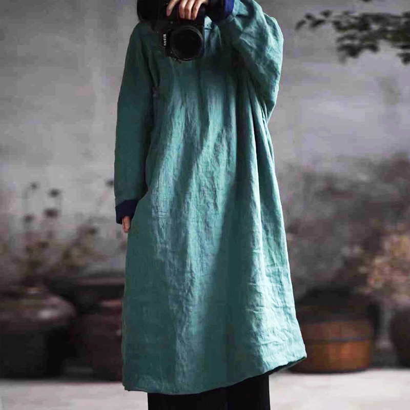 2020 Весенние Новые однотонные хлопковые льняные винтажные платья Чонсам со