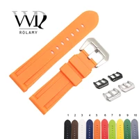 rolamy 22 24mm orange white black brown waterproof silicone rubber replacement watch band loops strap for panerai luminor