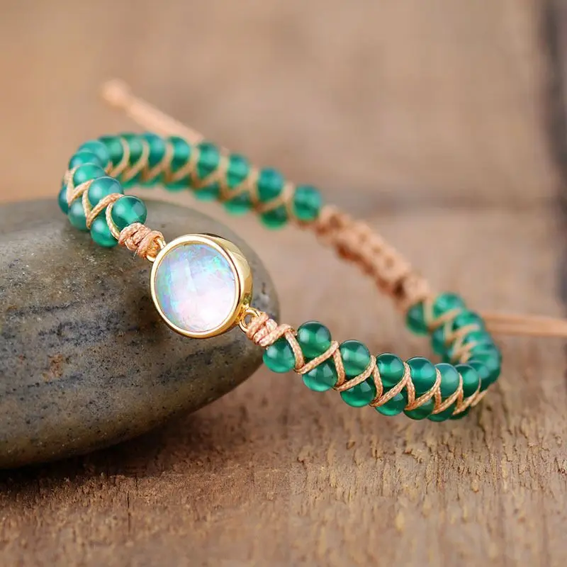 

Stone Wrap Bracelets Femme Amethysts Opal String Braided Yoga Friendship Bracelet Bangle Bohemian Jewellery birthday gift