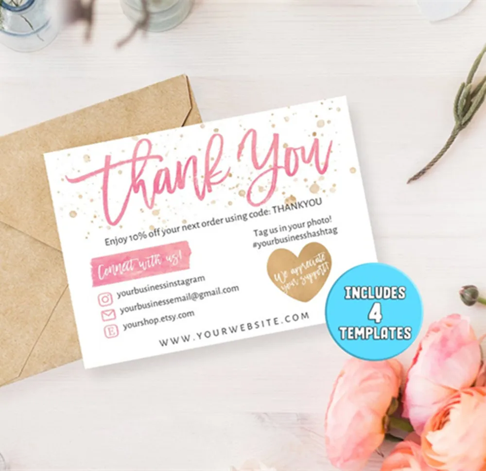 

Personalize Logo Business Name Cards ，Thank You Card for Small Business，Custom Text Social Media Card