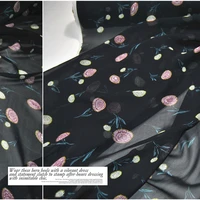 silk georgette chiffon fabric dress 12 momme light dark blue black floral large wide clothing diy patchs sewing