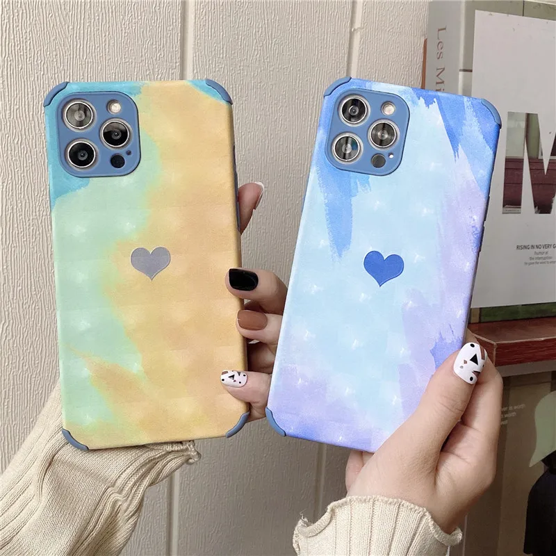 

Love Heart Colourful Skin Phone Case For iphone 8 7 Plus 12 Mini 11 Pro XS Max X XR SE 2020 Silicone Shockproof Back Cover