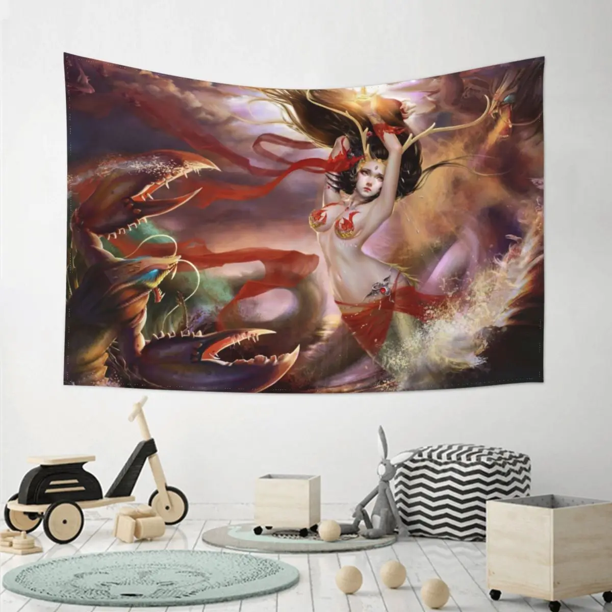 

3D Fantasy Mermaid family living room decorative tapestry Fantasy Mermaid fashion home tapestry decoration 150cmx102cm