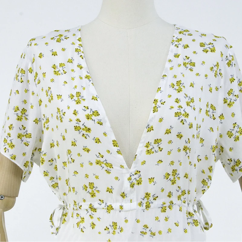 

Summer women's bohemian ruffled floral V-neck dress dress women