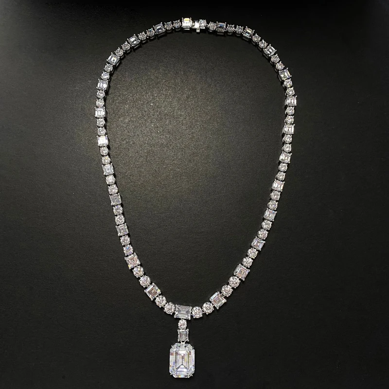 

Luxury 100% 925 Sterling Silver Diamond necklace High Carbon Diamond Wedding Pendant Necklace For Women Fine Jewelry Gift