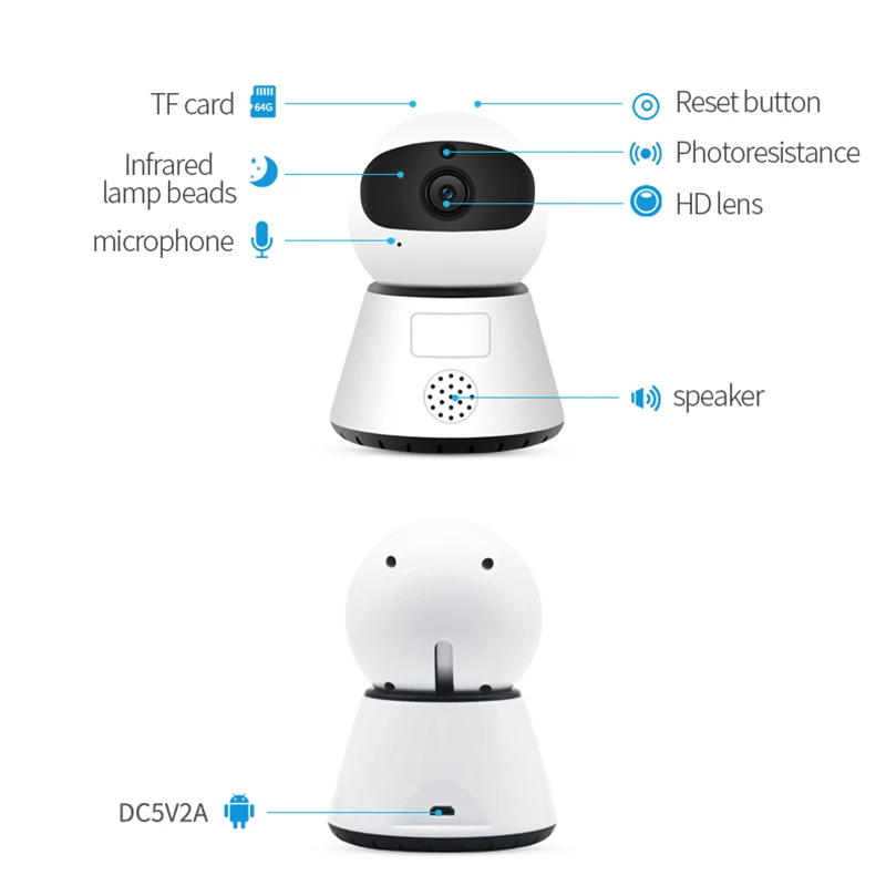 720/1080P IP камера PTZ Беспроводная мини ip Обнаружение движения инфракрасная ночного
