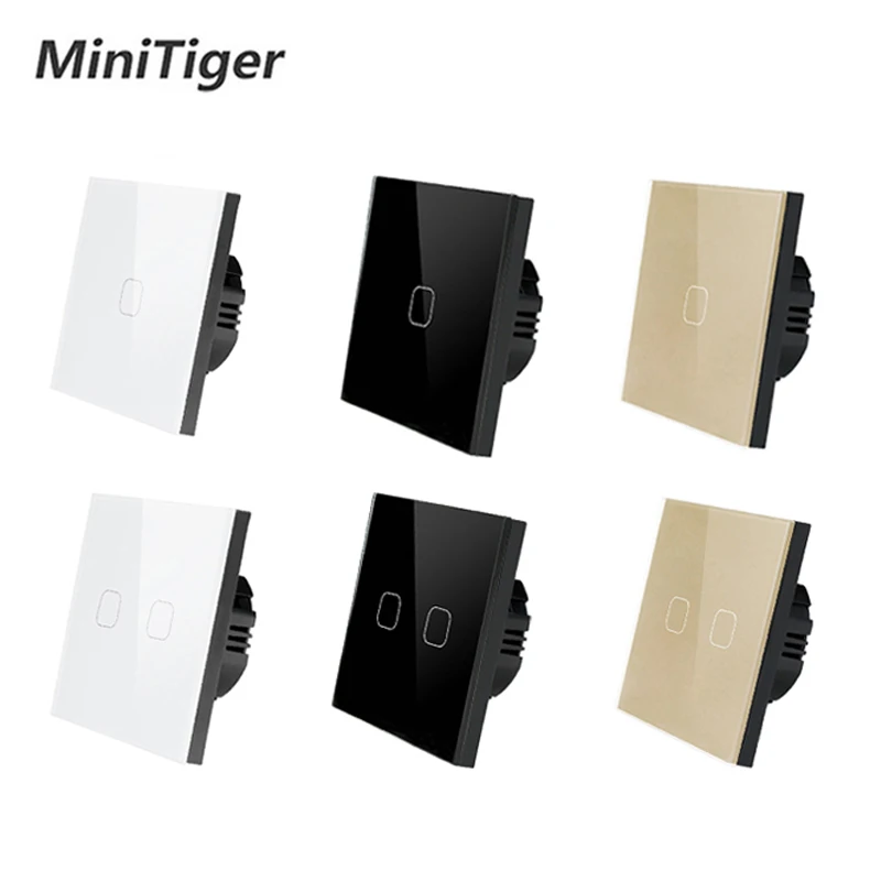 MiniTiger EU/UK standard Touch Switch White Crystal Glass Panel 1 Gang Way Light Wall Only Function | Обустройство дома