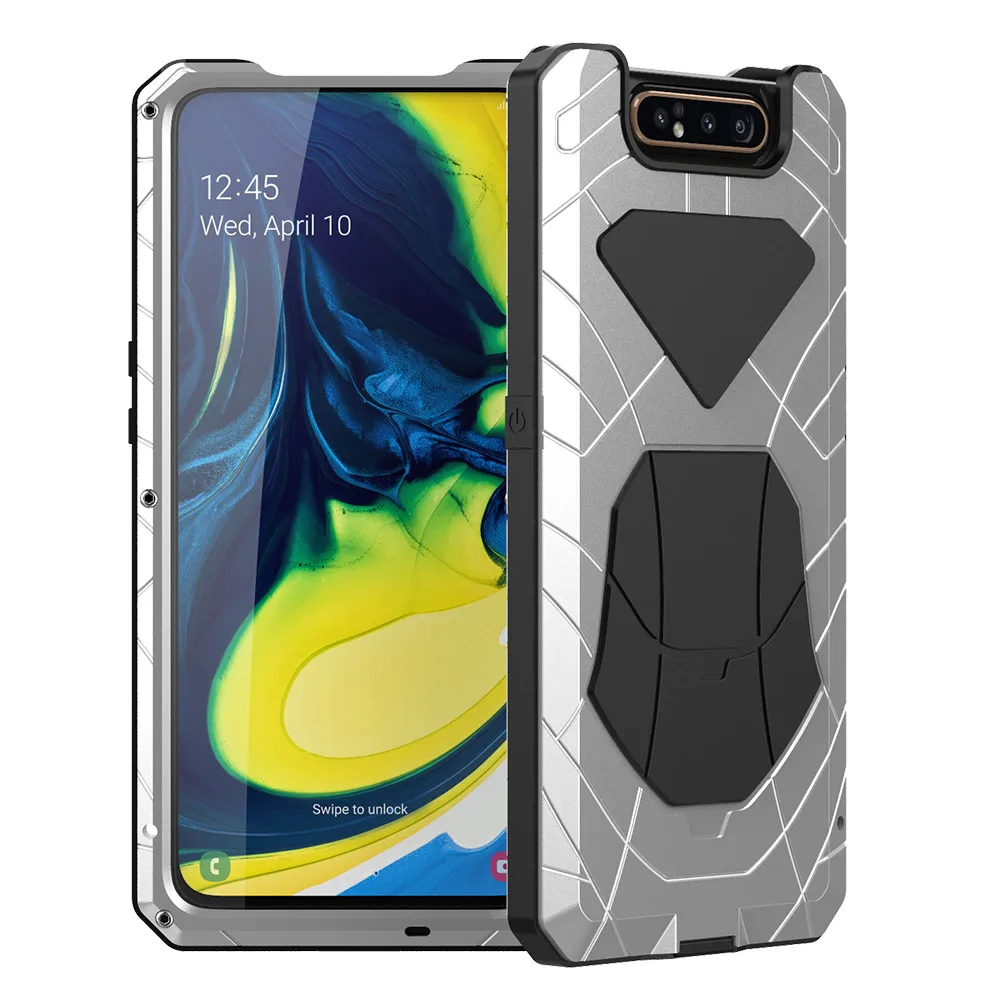 Для samsung Galaxy A80 твердый корпус для телефона Алюминиевый металлический корпус Закаленное стекло Защитная крышка для экрана сверхмощная Защитная крышка