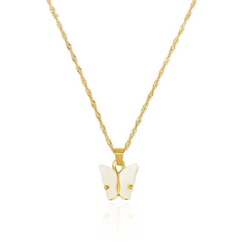 

Novelty earrings Korea earrings quirky jewelry European and American wild acrylic butterfly necklace clavicle chain