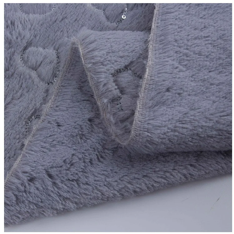 

2019 new fashion pv velvet beads embroidery rabbit fur plush home textile cushions shoe composite faux fur fabric 160*180cm/pcs