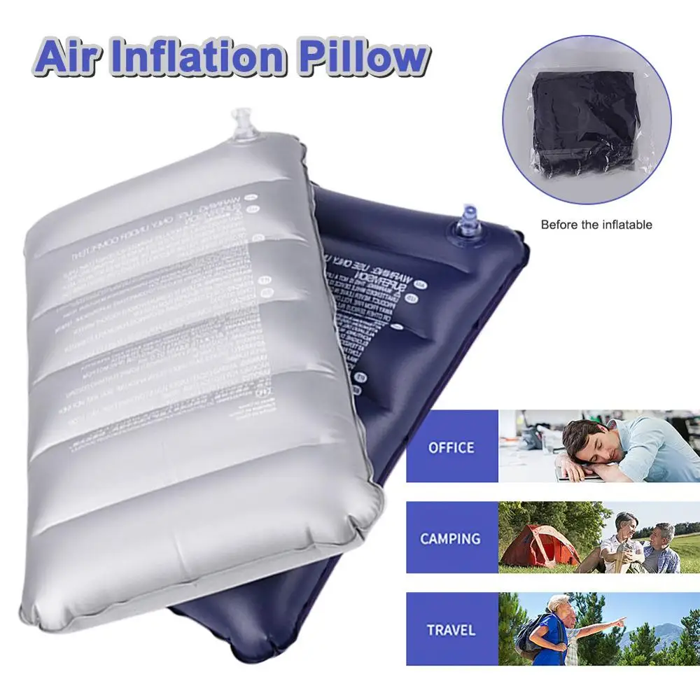 

1Pcs Car Travel Air Cushion Rest Square travel pillow Blue inflatable pillow for sleeping camping Pillows and mattresses airbag