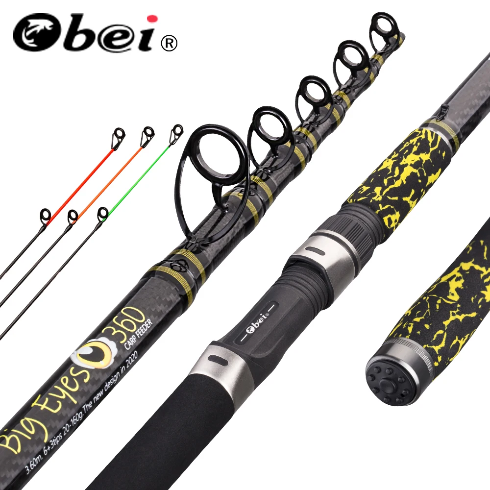 Obei фидерная ловля карпа стержень телескопический спиннинг литье 3 советы