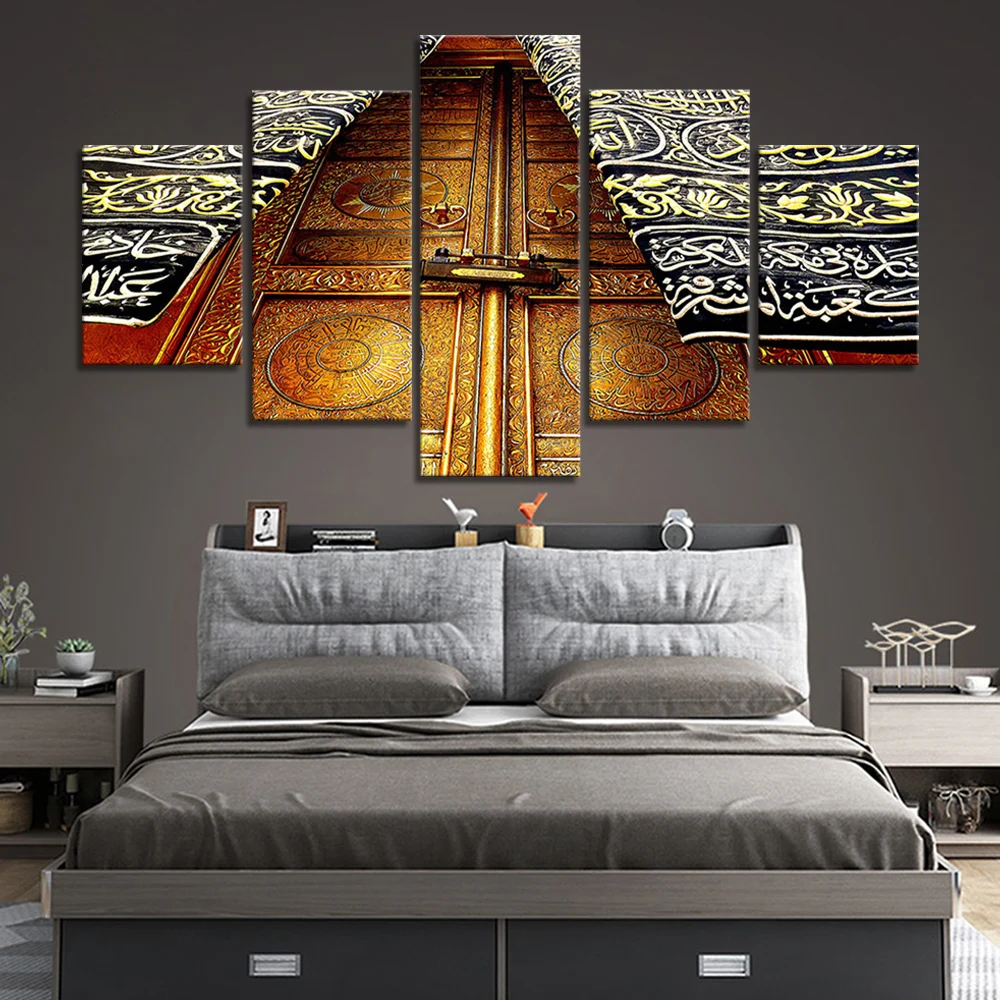 

Настенные художественные постеры и принты, холст, картина, исламское здание, религия, 5 панелей, картина, домашний декор