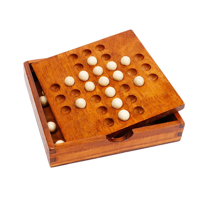 

Hot European Wood Puzzles Classic Toys Marble Solitaire Chess Puzzles Games Intelligence Entertainment Toys For Children Adults